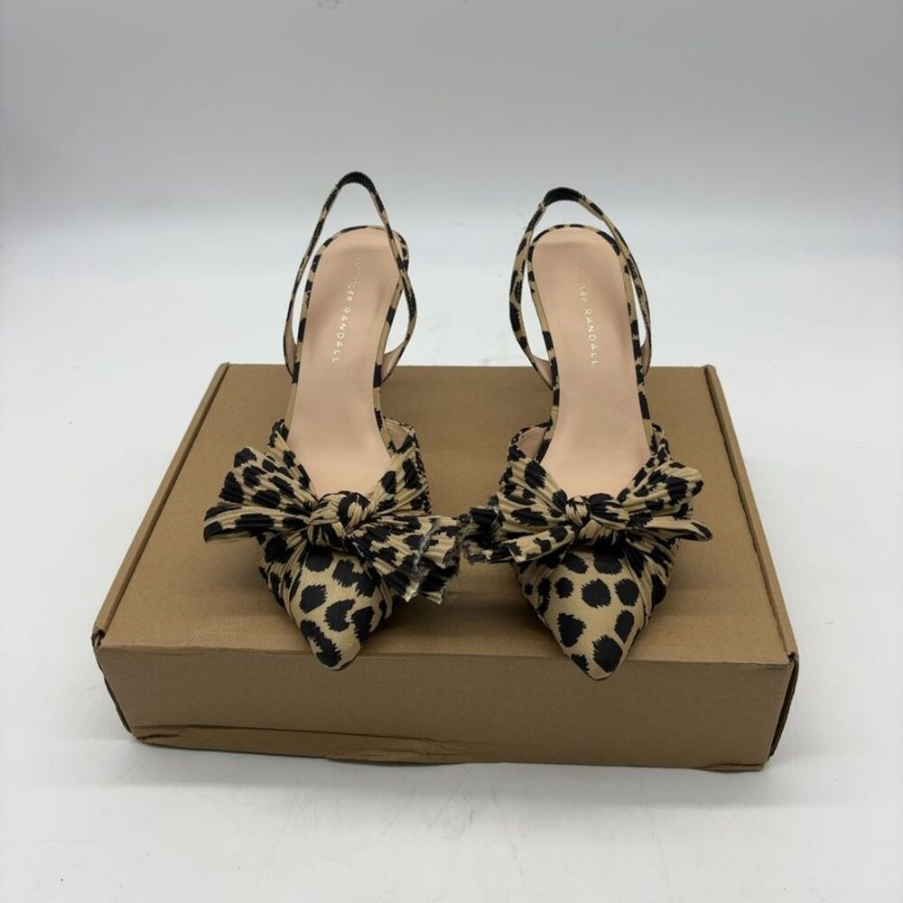 Loeffler Randall Sylvana Knot Slingback Heels in a leopard print